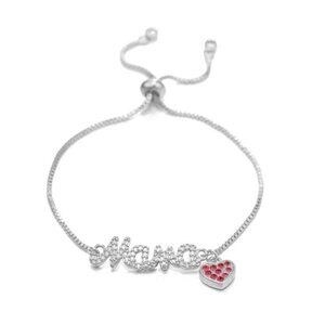 Mom To Be Boy Girl Mama Letters Silver Thin Bracelet